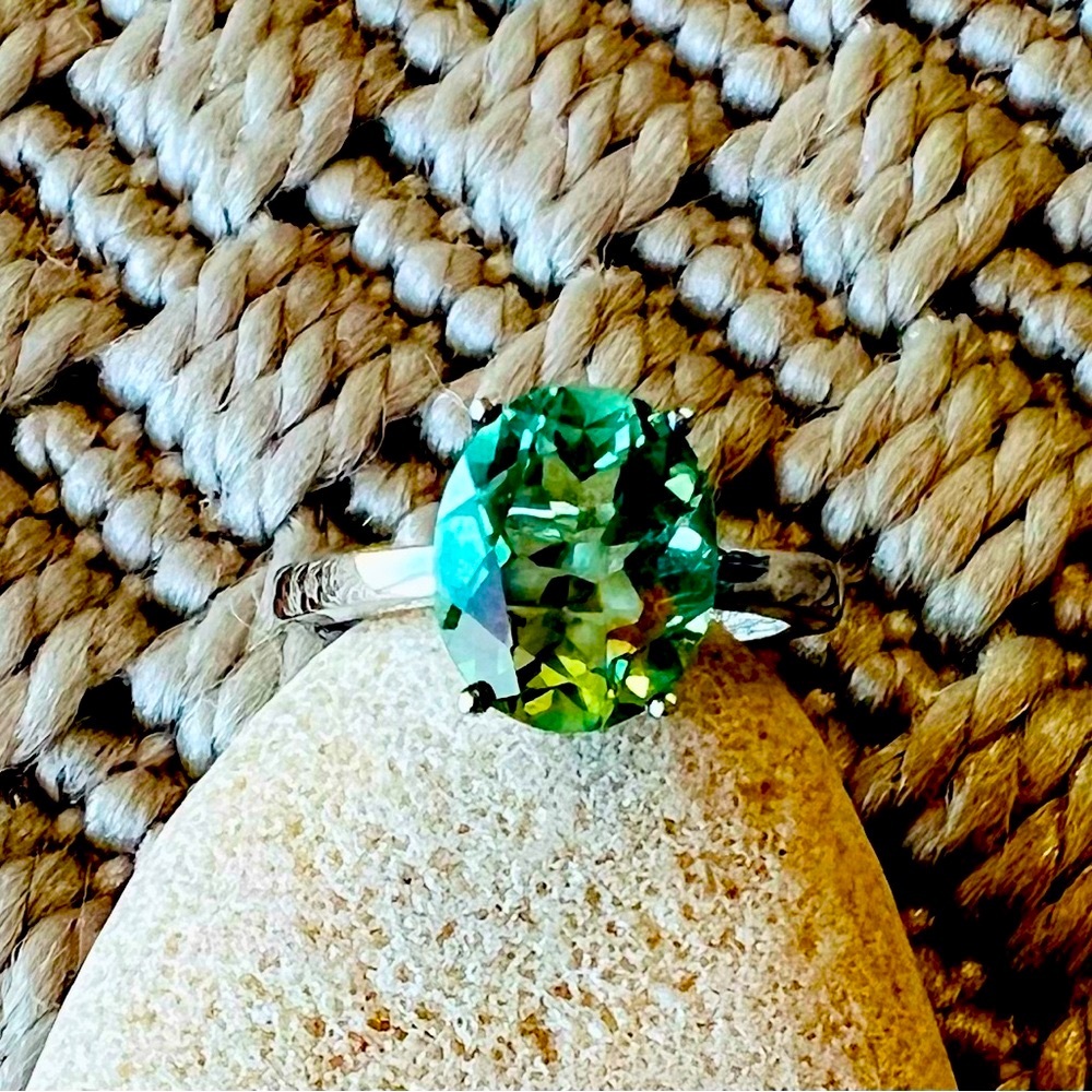4.23ct. Tucson Green Fluorite Sterling Silver sz 6